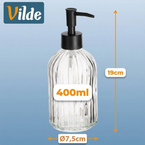 Orion Dozownik do Mydła Przezroczysty Szklany Ryflowany 400 ml VILDE