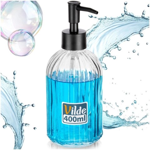 Orion Dozownik do Mydła Przezroczysty Szklany Ryflowany 400 ml VILDE