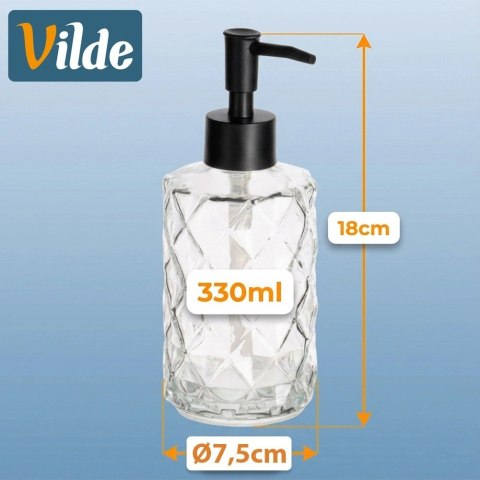 Orion Dozownik do Mydła Przezroczysty Szklany Zdobiony 330 ml VILDE