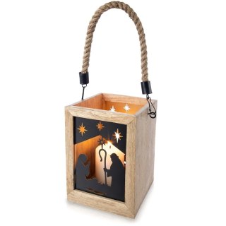 Orion Drewniany Lampion Szopka Święta Rodzina Drewno Mango Loft ORION Adwent