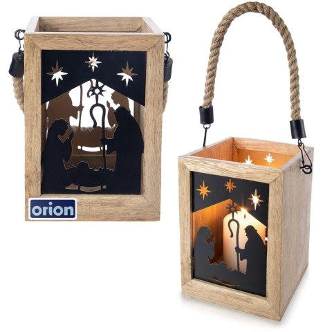 Orion Drewniany Lampion Szopka Święta Rodzina Drewno Mango Loft ORION Adwent