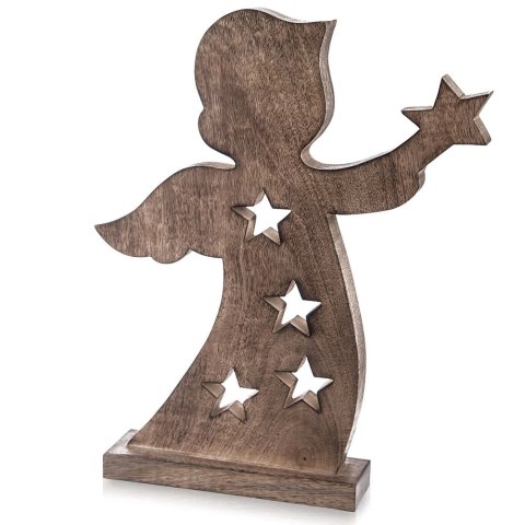 Orion Duża Figurka Anioł 43 cm Drewno Mango Ozdoba z Gwiazdkami Loft