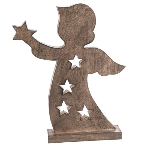 Orion Duża Figurka Anioł 43 cm Drewno Mango Ozdoba z Gwiazdkami Loft