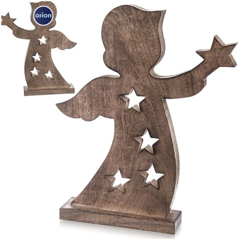 Orion Duża Figurka Anioł 43 cm Drewno Mango Ozdoba z Gwiazdkami Loft