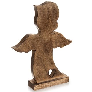 Orion Duża Figurka Anioł z Sercem 38 cm Drewno Mango Solidna Podstawa