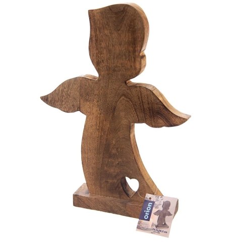 Orion Duża Figurka Anioł z Sercem 38 cm Drewno Mango Solidna Podstawa