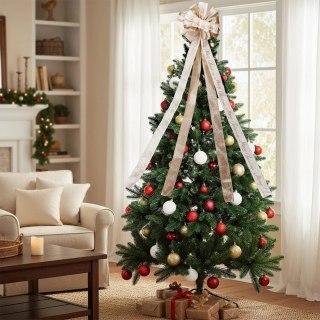 Orion Duża Kokarda Zwieńczenie Choinki 130 cm Merry Christmas Kremowa