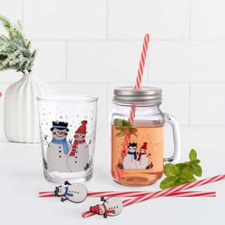 Orion Duża Szklanka Zimowy Motyw Bałwanki 500ml Szkło Zmywarka ORION