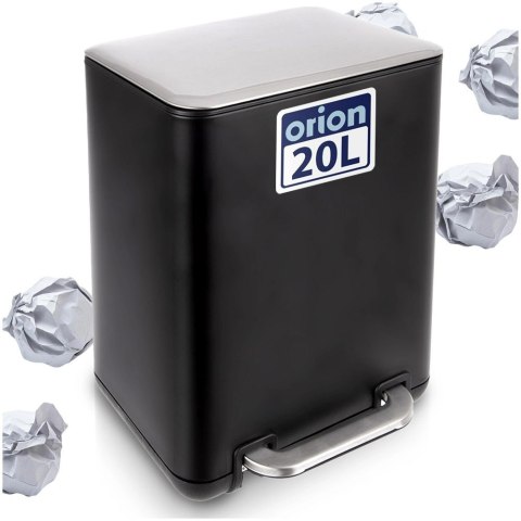 Orion Duży Kosz na Śmieci 20 L Czarny Stalowy z Pedałem ORION Seria Black