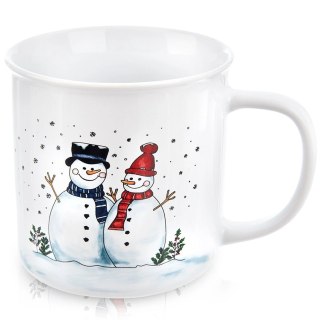 Orion Duży Kubek Ceramiczny 470 ml Zimowy Motyw Bałwanki na Prezent