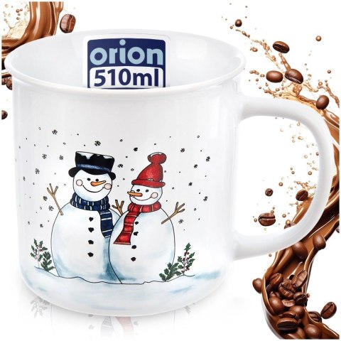 Orion Duży Kubek Ceramiczny 470 ml Zimowy Motyw Bałwanki na Prezent