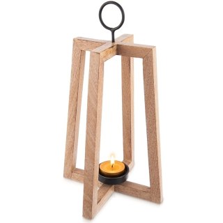 Orion Duży Świecznik Drewno Mango 44 cm Lampion Boho z Metalem ORION Loft