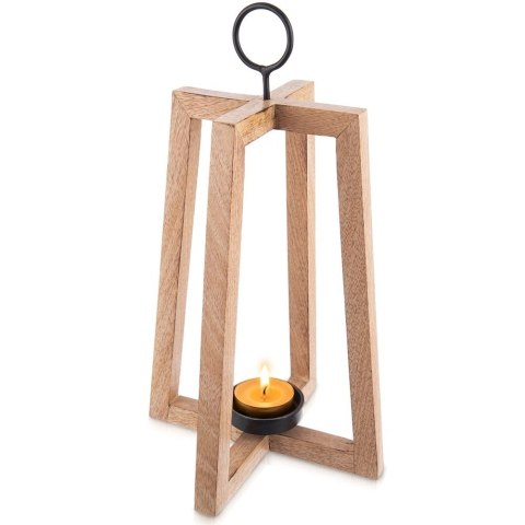 Orion Duży Świecznik Drewno Mango 44 cm Lampion Boho z Metalem ORION Loft
