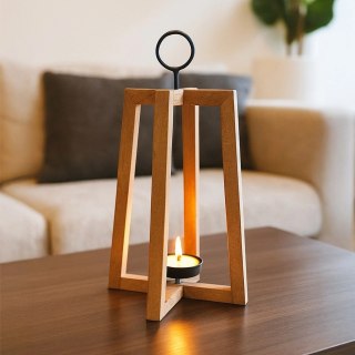 Orion Duży Świecznik Drewno Mango 44 cm Lampion Boho z Metalem ORION Loft