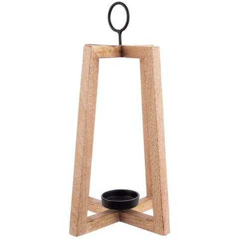 Orion Duży Świecznik Drewno Mango 44 cm Lampion Boho z Metalem ORION Loft