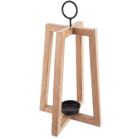 Orion Duży Świecznik Drewno Mango 44 cm Lampion Boho z Metalem ORION Loft