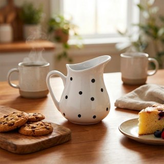 Orion Dzbanek Ceramiczny 480 ml Biały w Czarne Groszki Mlecznik Dots ORION