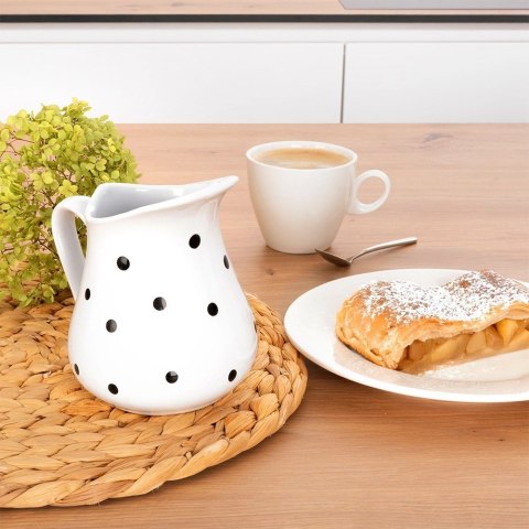Orion Dzbanek Ceramiczny 480 ml Biały w Czarne Groszki Mlecznik Dots ORION