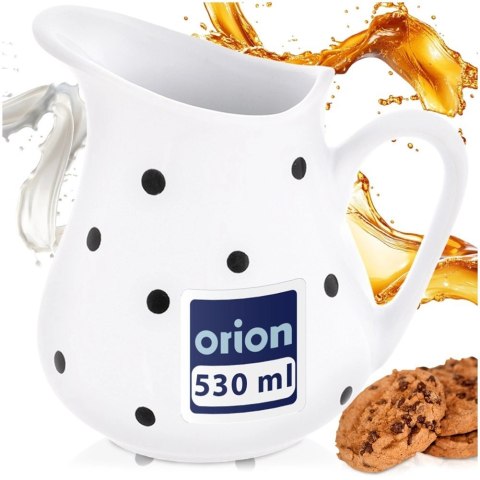 Orion Dzbanek Ceramiczny 480 ml Biały w Czarne Groszki Mlecznik Dots ORION