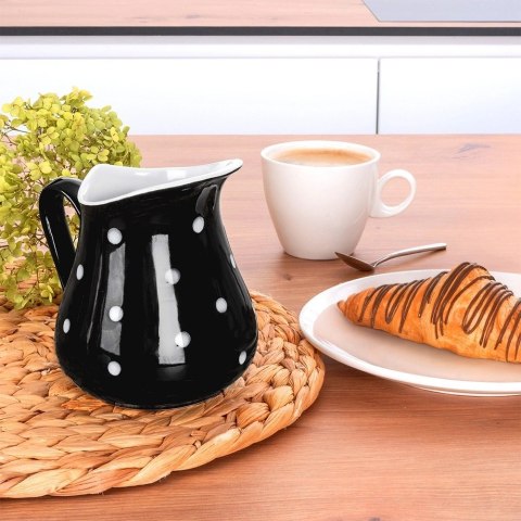 Orion Dzbanek Ceramiczny 480 ml Czarny w Groszki Dots Mlecznik Sosjerka