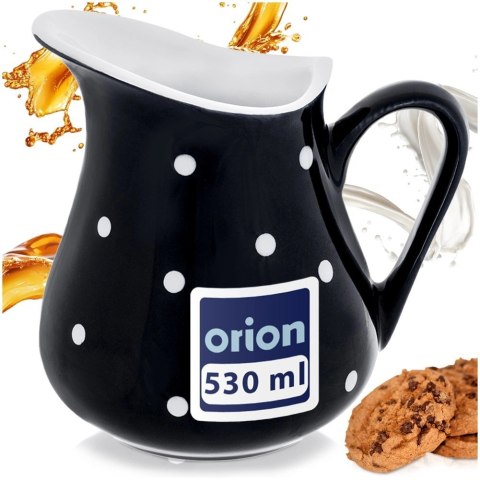 Orion Dzbanek Ceramiczny 480 ml Czarny w Groszki Dots Mlecznik Sosjerka