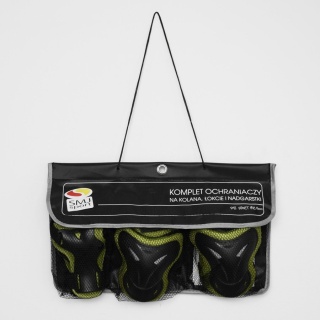 Zestaw ochraniaczy na kolana łokcie nadgarstki BS-P003 czarno/zielone Nils