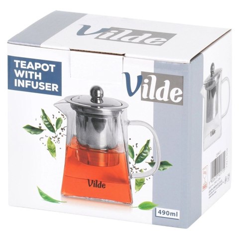 Orion Dzbanek Szklany Zaparzacz Sitko Kwadratowe 490ml Herbaty VILDE