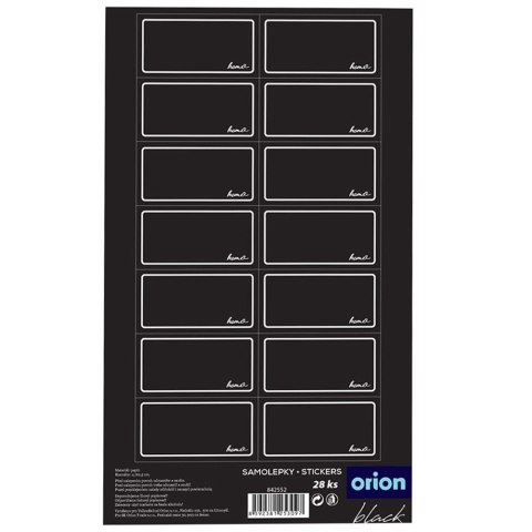Orion Etykiety Samoprzylepne 28 szt. na Słoiki i Butelki Papier Czarny Opis