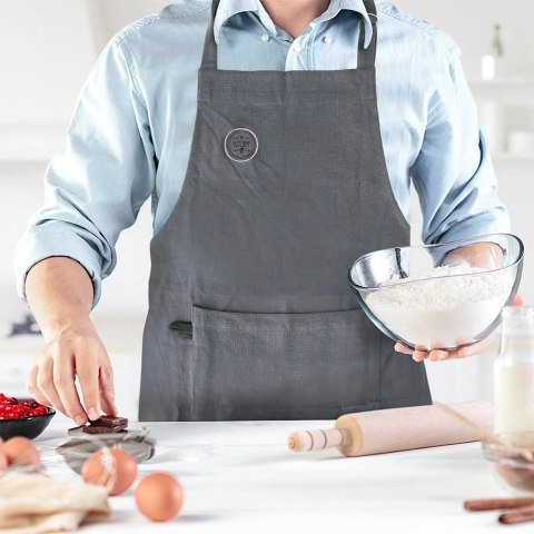 Orion Fartuch Kuchenny Grafitowy Szary Bawełniany z Kieszenią ORION Gastro