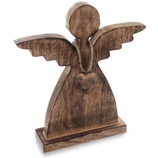 Orion Figurka Anioł 30 cm Drewno Mango Złote Serce Dekoracja Loft ORION