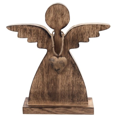 Orion Figurka Anioł 30 cm Drewno Mango Złote Serce Dekoracja Loft ORION