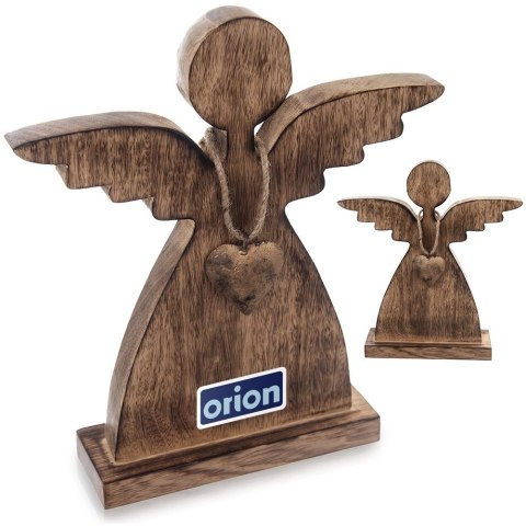 Orion Figurka Anioł 30 cm Drewno Mango Złote Serce Dekoracja Loft ORION