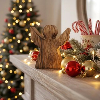 Orion Figurka Anioł Drewno Mango 10 cm Dekoracja Loft Naturalna ORION Boże
