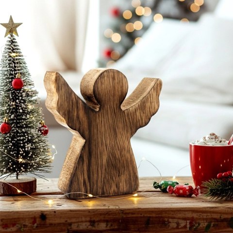 Orion Figurka Anioł Drewno Mango 15 cm Naturalna Ozdoba Świąteczna