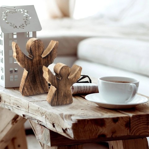 Orion Figurka Anioł Drewno Mango 15 cm Naturalna Ozdoba Świąteczna