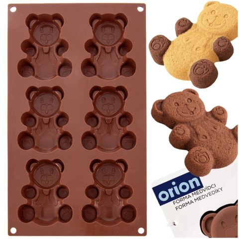 Orion Foremka do Pieczenia Biszkoptowych Misiów 6 szt. Brązowa Silikonowa