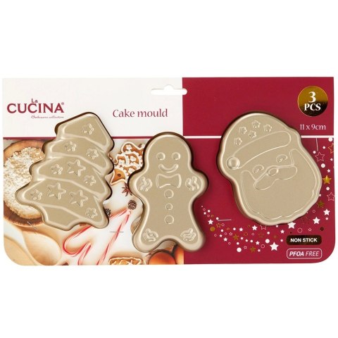Orion Foremki do Pieczenia Zestaw 3 szt. Stal PTFE LA CUCINA Mikołaj Choinka