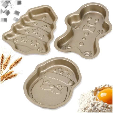 Orion Foremki do Pieczenia Zestaw 3 szt. Stal PTFE LA CUCINA Mikołaj Choinka