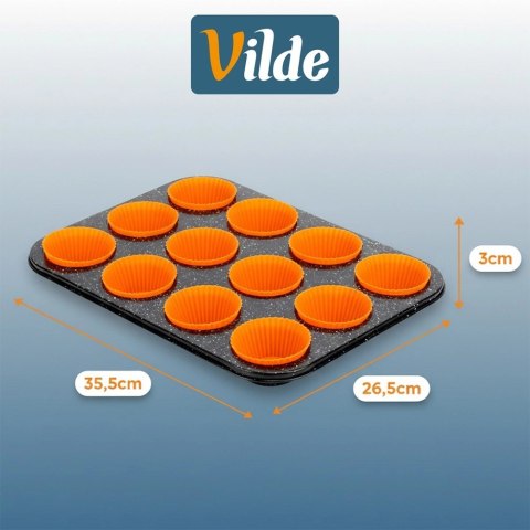 Orion Forma Granitowa do Muffinek 12 Gniazd + 12 Silikonowych Foremek