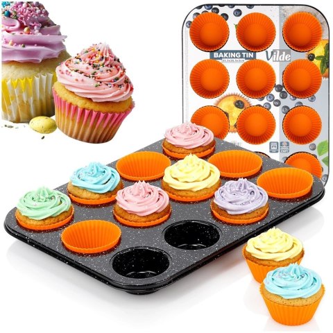 Orion Forma Granitowa do Muffinek 12 Gniazd + 12 Silikonowych Foremek