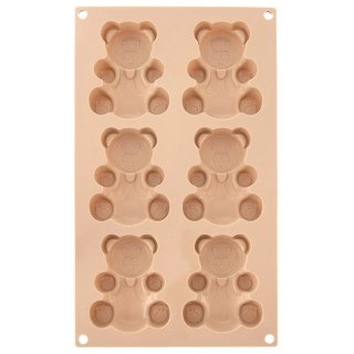 Orion Forma Silikonowa Misie na 6 Babeczek Beżowa ORION 30 cm do Pieczenia