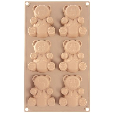 Orion Forma Silikonowa Misie na 6 Babeczek Beżowa ORION 30 cm do Pieczenia