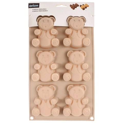 Orion Forma Silikonowa Misie na 6 Babeczek Beżowa ORION 30 cm do Pieczenia