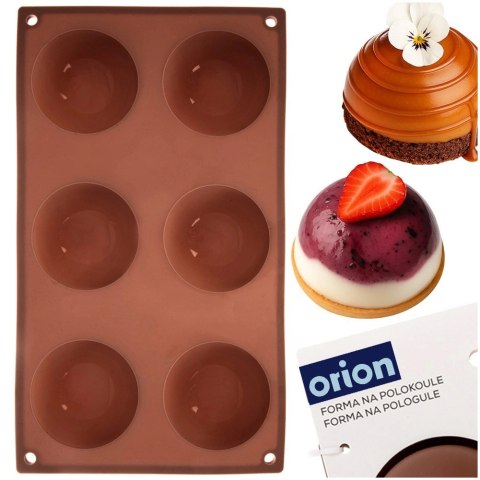 Orion Forma Silikonowa Półkule do Deserów Mono Porcji 6 Gniazd Brązowa ORION