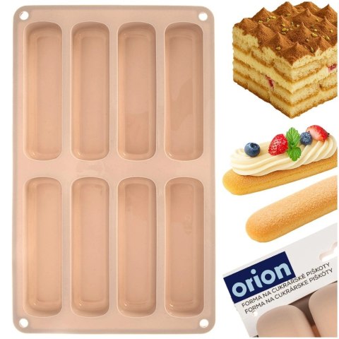 Orion Forma Silikonowa do Biszkoptów Tiramisu Batonów 8 Gniazd ORION Beżowa