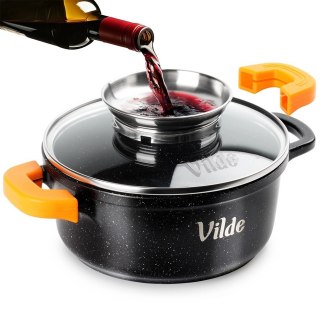 Orion Garnek Granitowy 1,2 L 16 cm Pokrywka Aroma Dozownik Silikon VILDE
