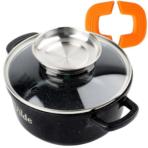 Orion Garnek Granitowy 1,2 L 16 cm Pokrywka Aroma Dozownik Silikon VILDE