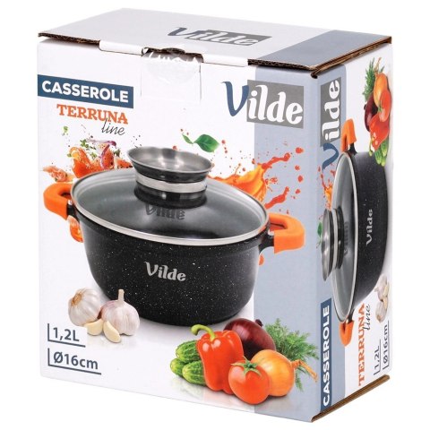 Orion Garnek Granitowy 1,2 L 16 cm Pokrywka Aroma Dozownik Silikon VILDE
