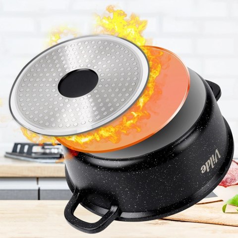 Orion Garnek Granitowy 2,1 L 20 cm Pokrywka Aroma Dozownik Silikon VILDE