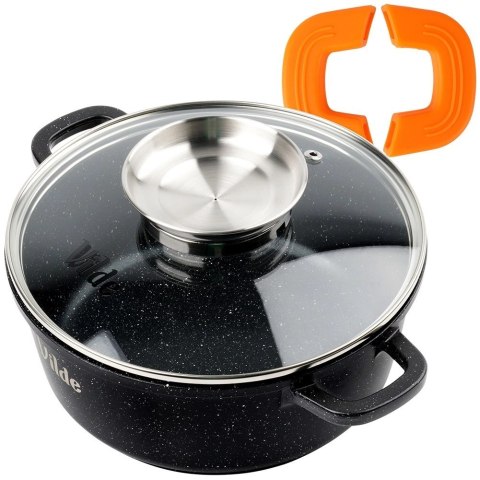 Orion Garnek Granitowy 2,1 L 20 cm Pokrywka Aroma Dozownik Silikon VILDE